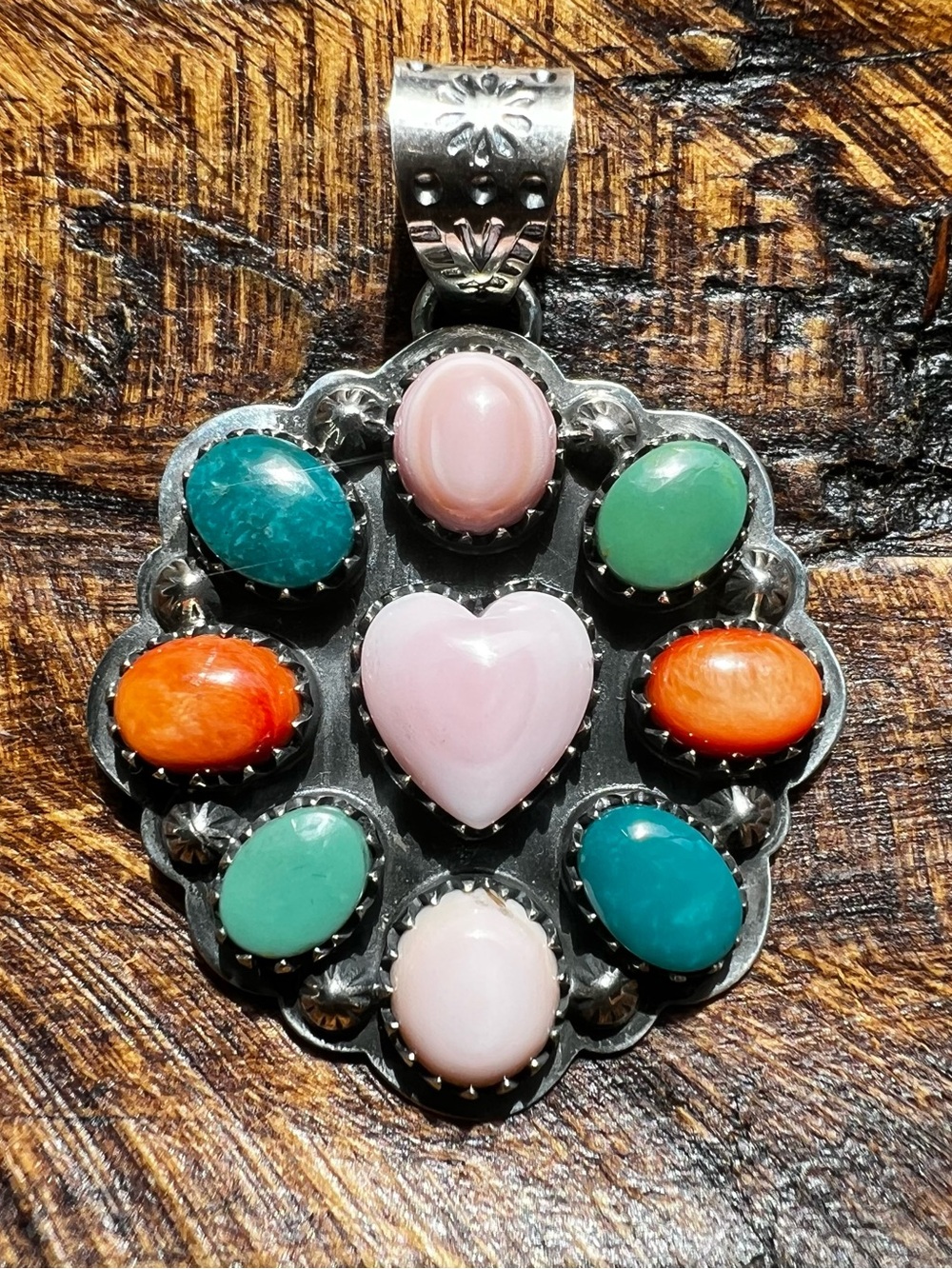 Sterling Silver Multistone Cluster Heart Pendant